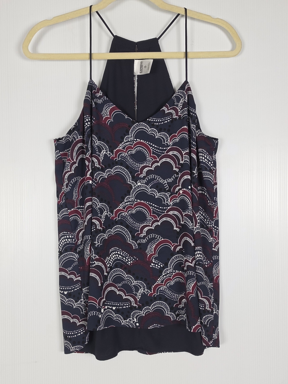 Express Navy Cami with White and Maroon Floral Detail